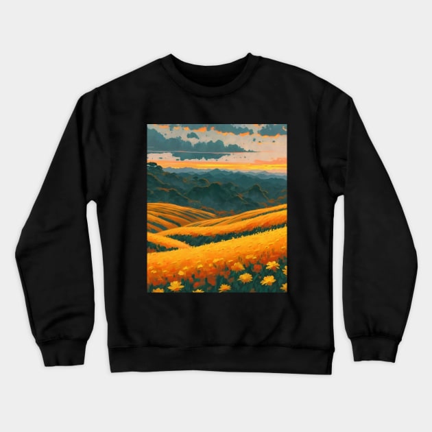 Yellow Wildflower - Impressionism Art Crewneck Sweatshirt by AnimeVision